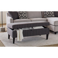Coaster Furniture 920207 Rectangular Upholstered Storage Ottoman Black and White